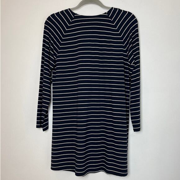 J.Jill Wearever Striped Long Sleeve Tunic Top Size Small Tall Navy White Coastal - Picture 2 of 8